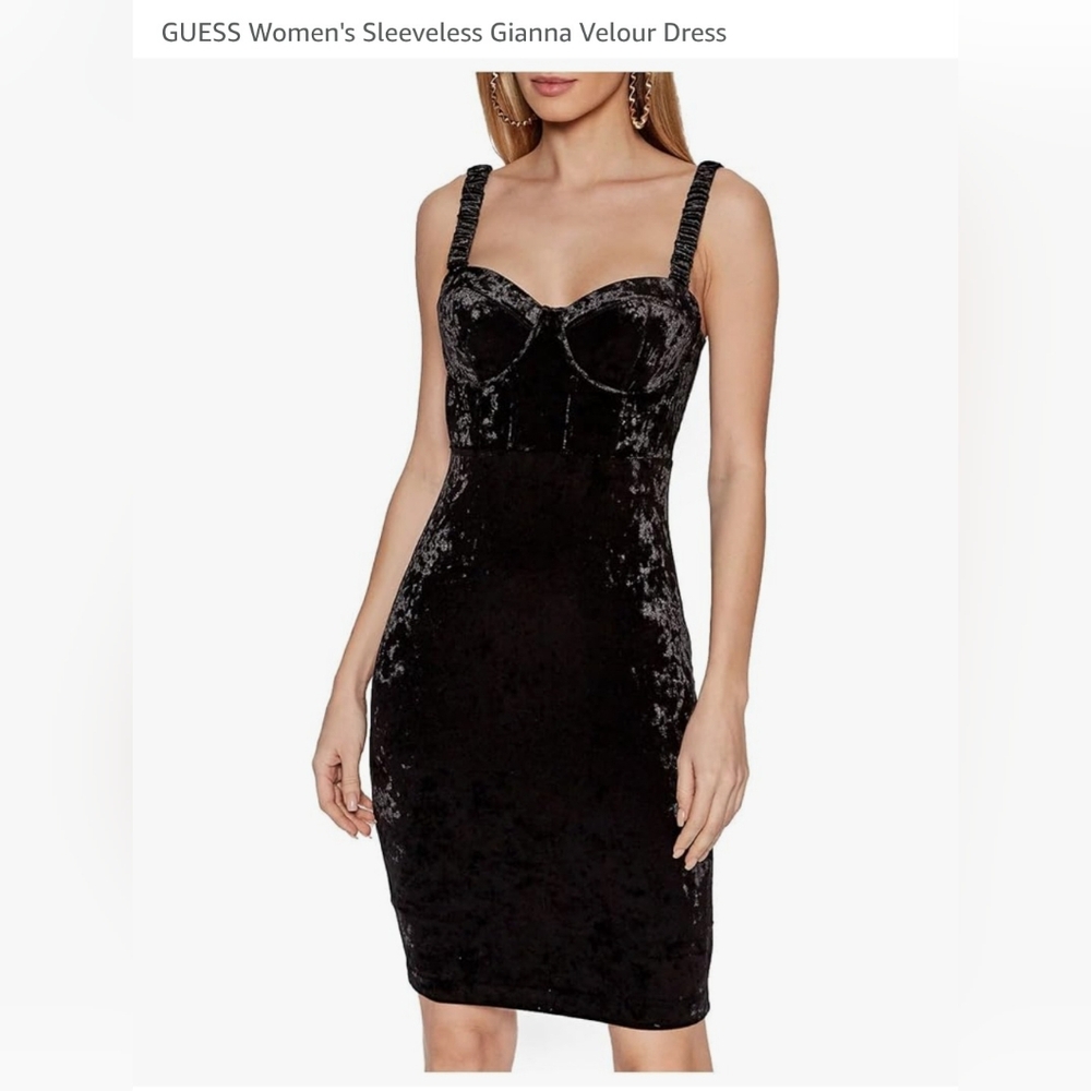 Guess Black Velour Bodycone Gianna Dress